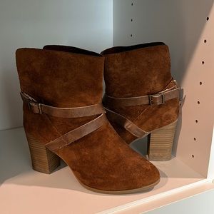Brown suede ankle boots